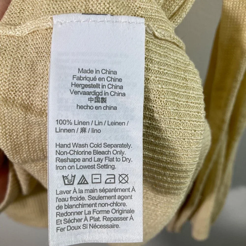 Womens‎ J Crew Linen Sweater Round Neck Pale Yellow S Oversized NWT